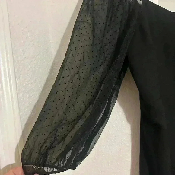 Elegant Black Sheer Sleeve Women's Dress - Picture 6 of 8